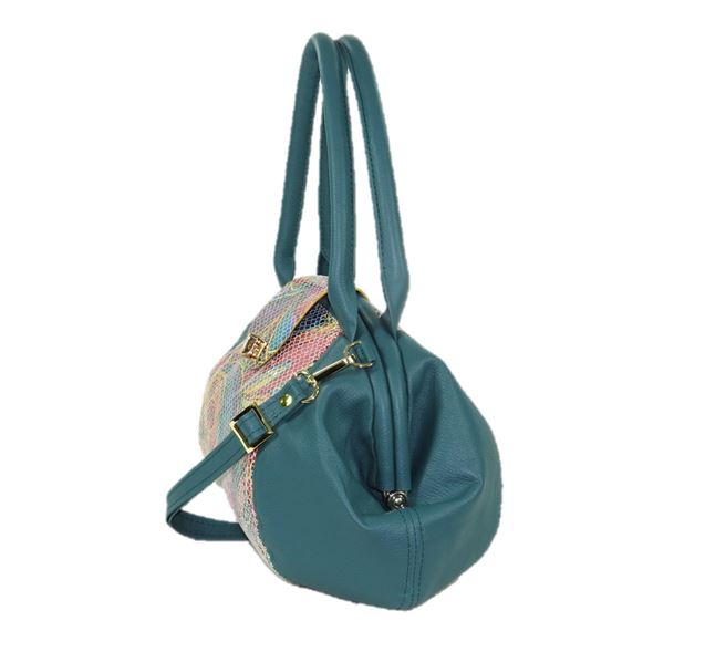 Sea Green and Fish Leather Doctor Bag side view
