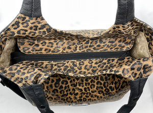 Sharla Satchel Leopard and Black Leather