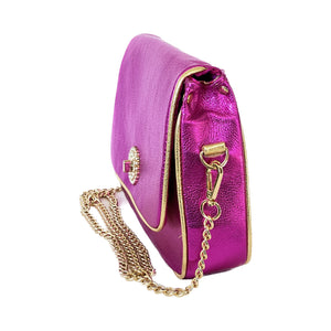 Simply Elegant Hot Pink Leather Messenger Bag
