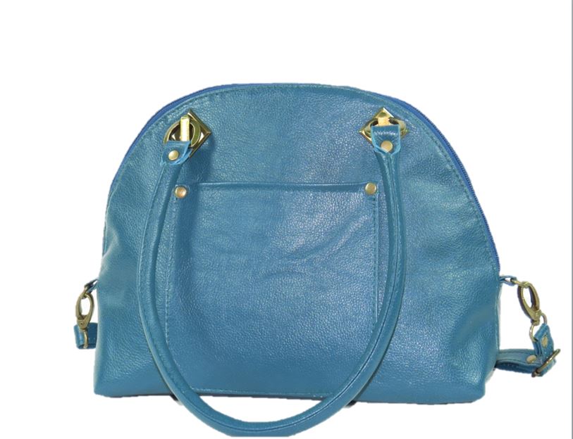 Teal Green Leather Dome Bag back view