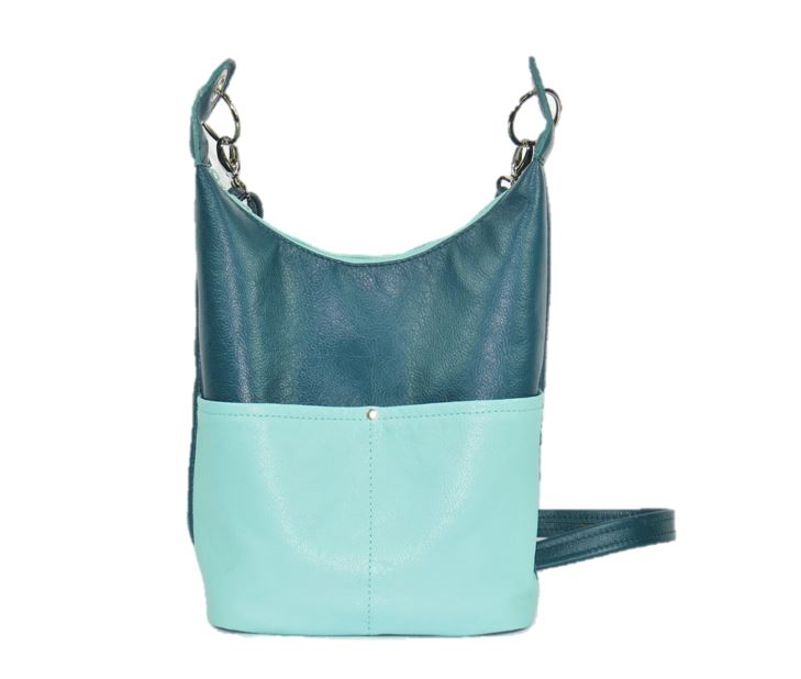 Teal Leather Cross Body Bag back view