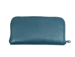 Teal Leather Wallet back view