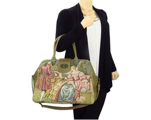 Victorian French Tapestry and Leather Carpet Bag model
