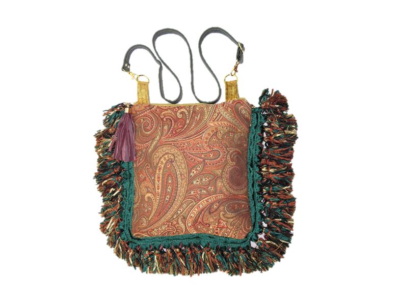 Vishnu Horse Kalaga Embroidery Gypsy Fringe Bag back view