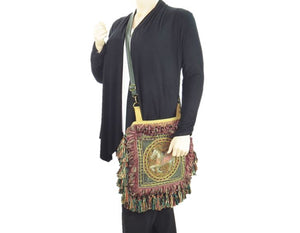 Vishnu Horse Kalaga Embroidery Gypsy Fringe Bag cross body view
