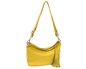 Yellow Leather Slouchy Hobo Bag