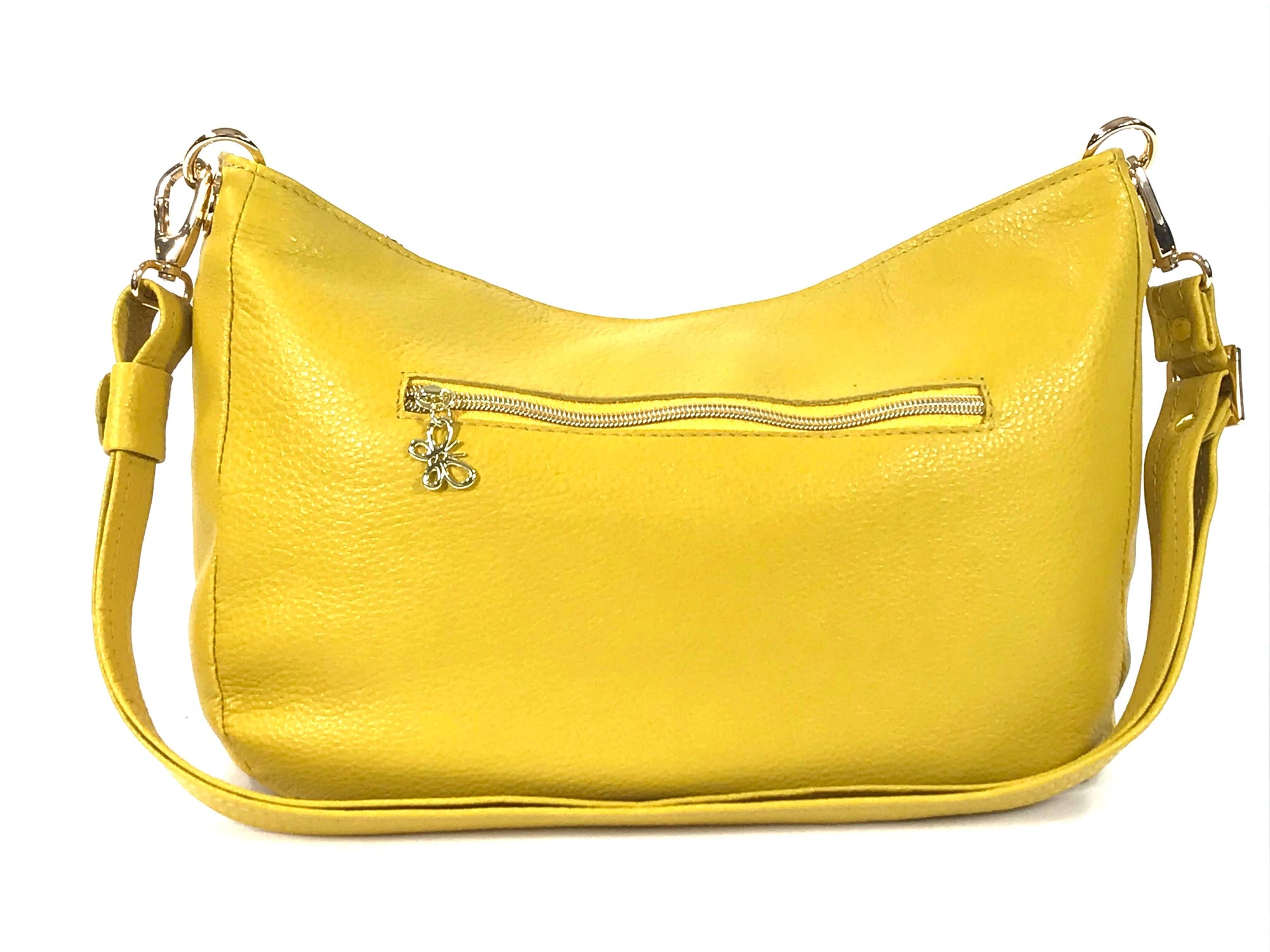 Yellow Leather Slouchy Hobo Bag back view