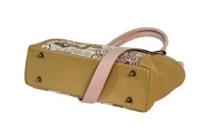 Nine Pocket Tote Pink and Gold Leather Cheetah Tapestry